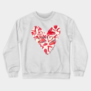 Red Watercolor Hearts Surface Pattern Crewneck Sweatshirt